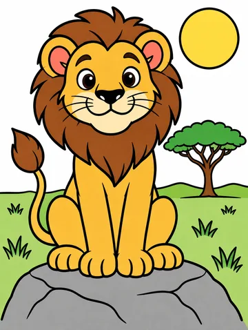 Colored drawing of a lion