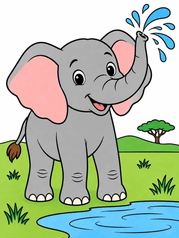 Colored drawing of a african elephant
