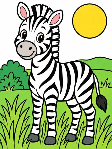 Colored drawing of a zebra