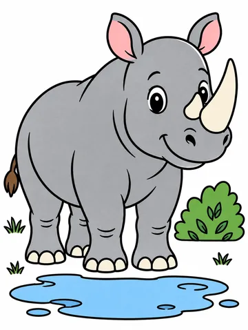Colored drawing of a rhinoceros