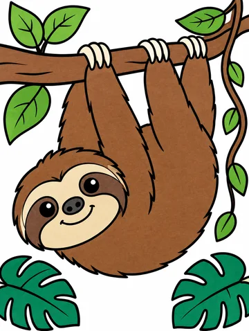 Colored drawing of a sloth