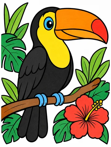 Colored drawing of a toucan