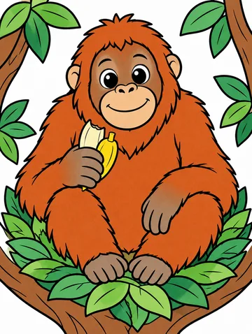 Colored drawing of a orangutan