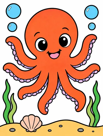Colored drawing of a octopus