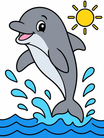 Colored drawing of a dolphin