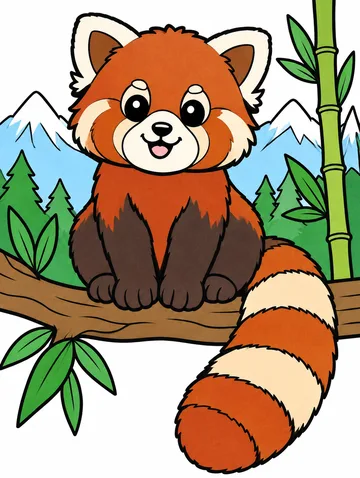 Colored drawing of a red panda