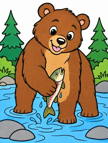 Colored drawing of a brown bear