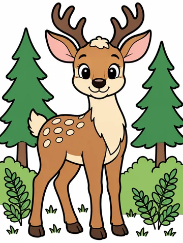 Colored drawing of a deer