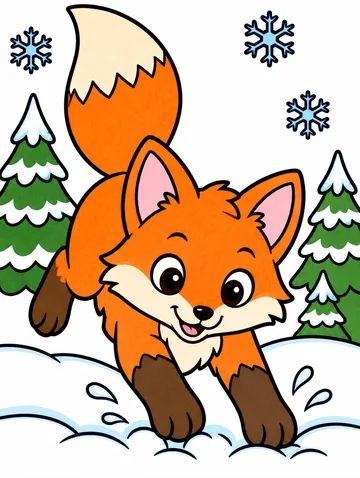 Colored drawing of a red fox