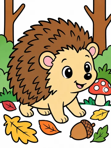 Colored drawing of a hedgehog