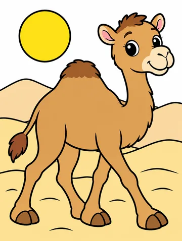 Colored drawing of a camel