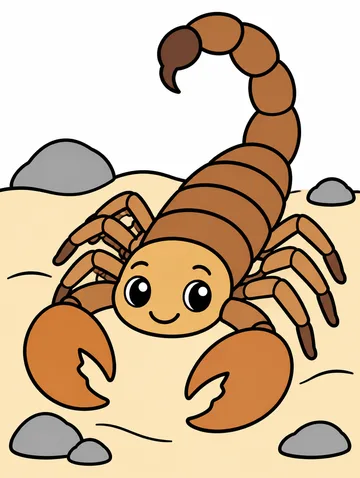 Colored drawing of a scorpion