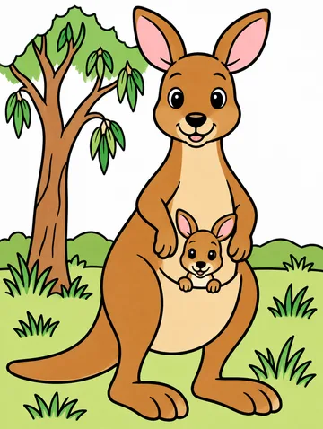 Colored drawing of a kangaroo