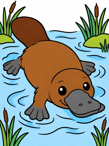 Colored drawing of a platypus