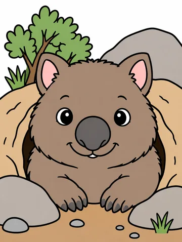 Colored drawing of a wombat