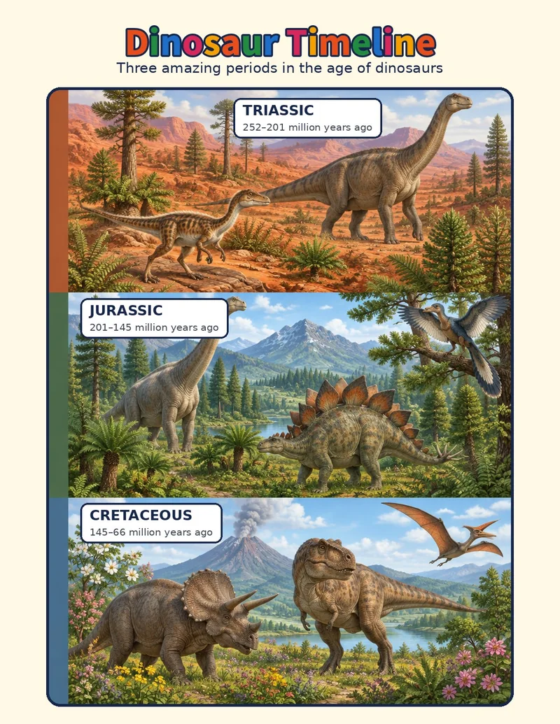 Colored bonus page from Wild Explorers Dinosaurs: Dinosaur Timeline