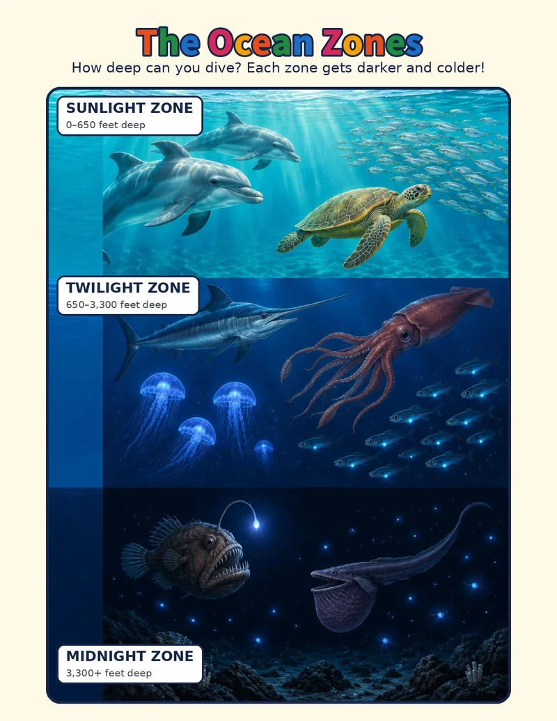 Colored bonus page from Wild Explorers Ocean Animals: Ocean Zones
