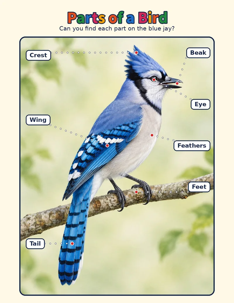 Colored bonus page from Wild Explorers Birds of the World: Parts of a Bird