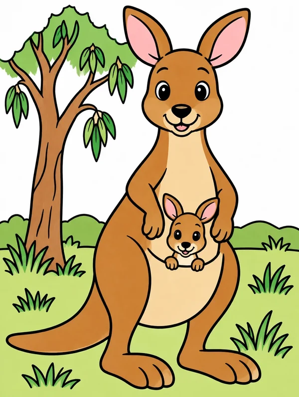 Colored drawing of a kangaroo