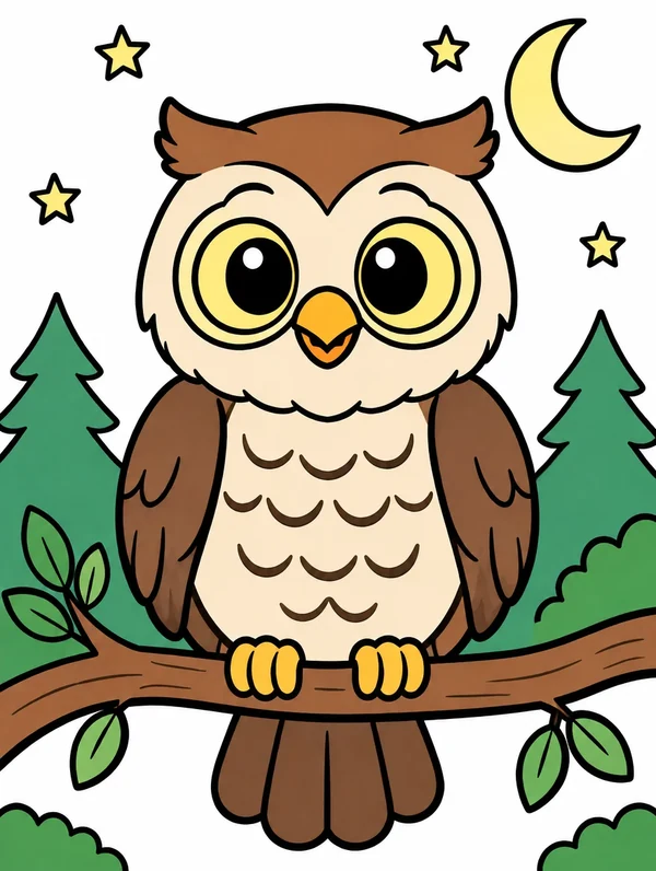 Colored drawing of a owl