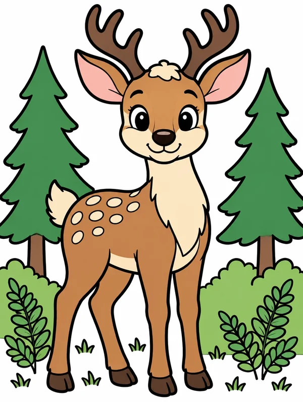Colored drawing of a deer
