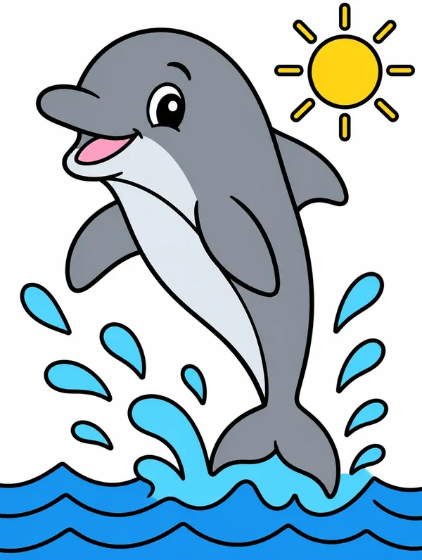 Colored drawing of a dolphin