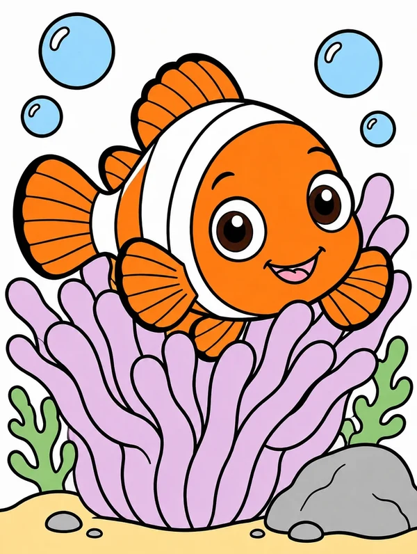 Colored drawing of a clownfish