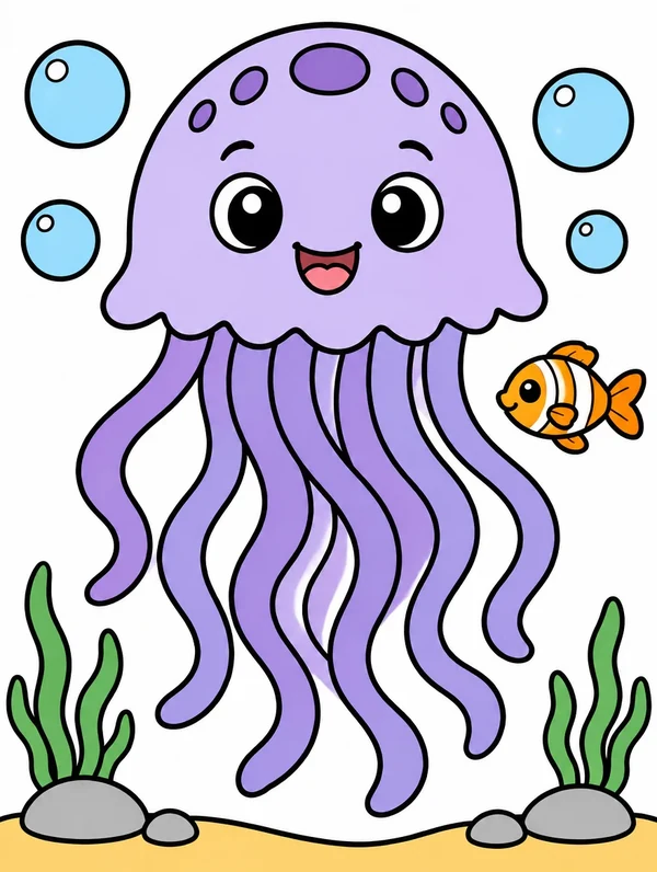 Colored drawing of a jellyfish