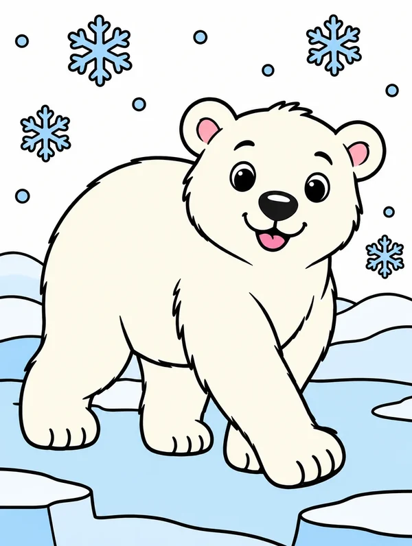Colored drawing of a polar bear