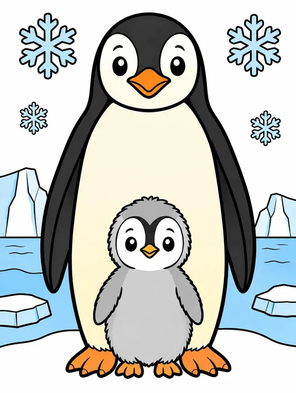 Colored drawing of a emperor penguin