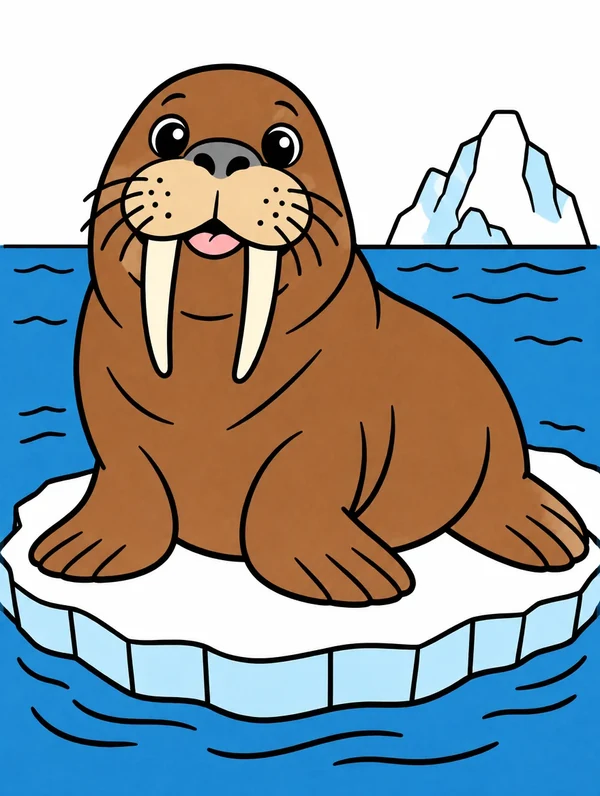 Colored drawing of a walrus