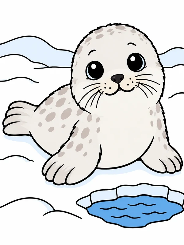 Colored drawing of a harp seal