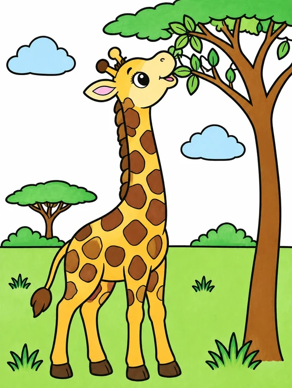 Colored drawing of a giraffe
