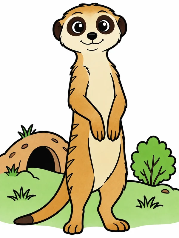 Colored drawing of a meerkat