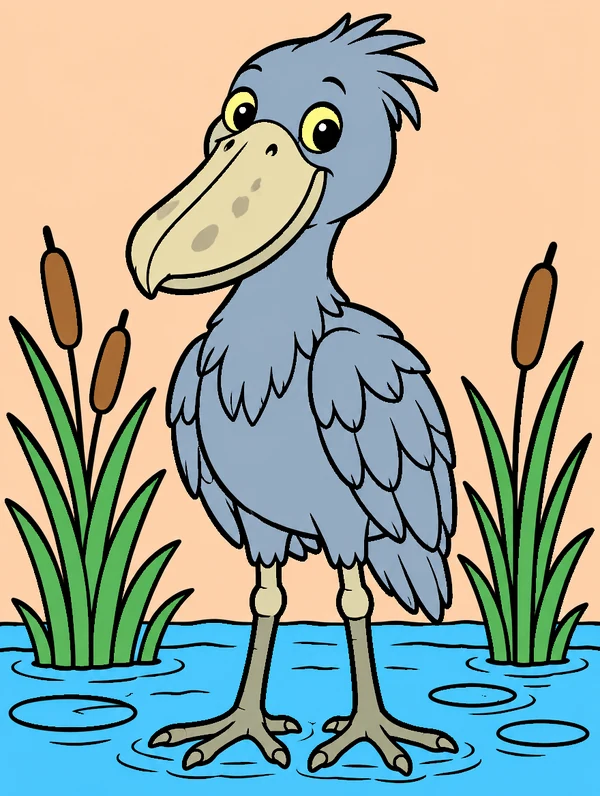 Colored drawing of a shoebill