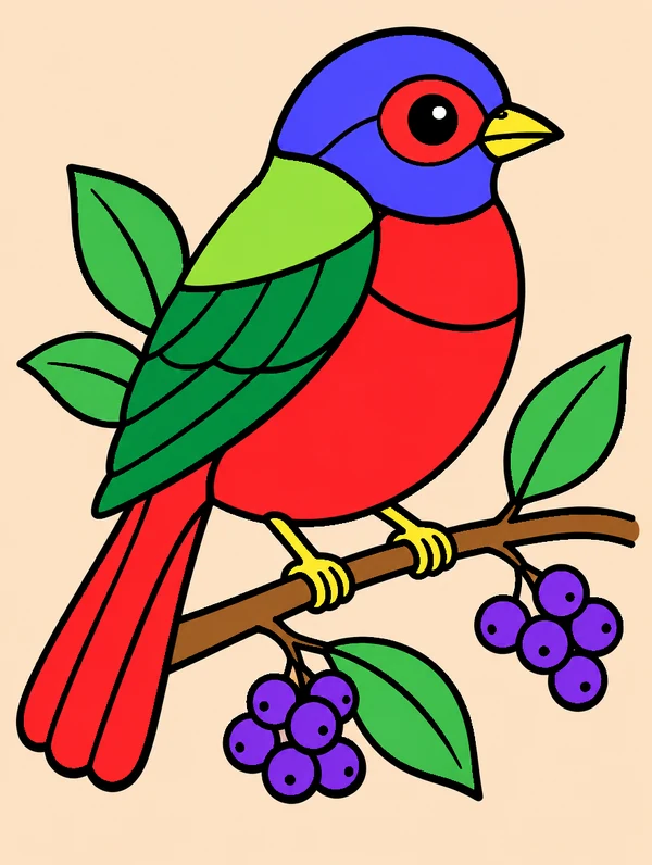 Colored drawing of a painted bunting