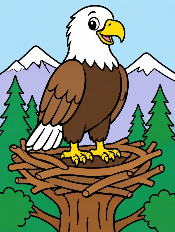 Colored drawing of a bald eagle