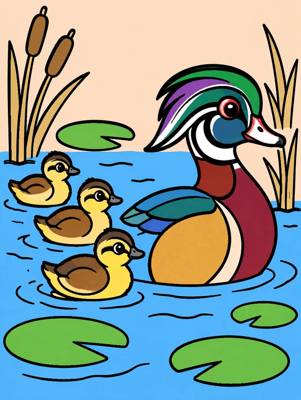 Colored drawing of a wood duck