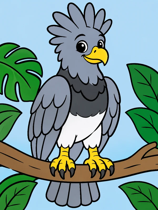 Colored drawing of a harpy eagle