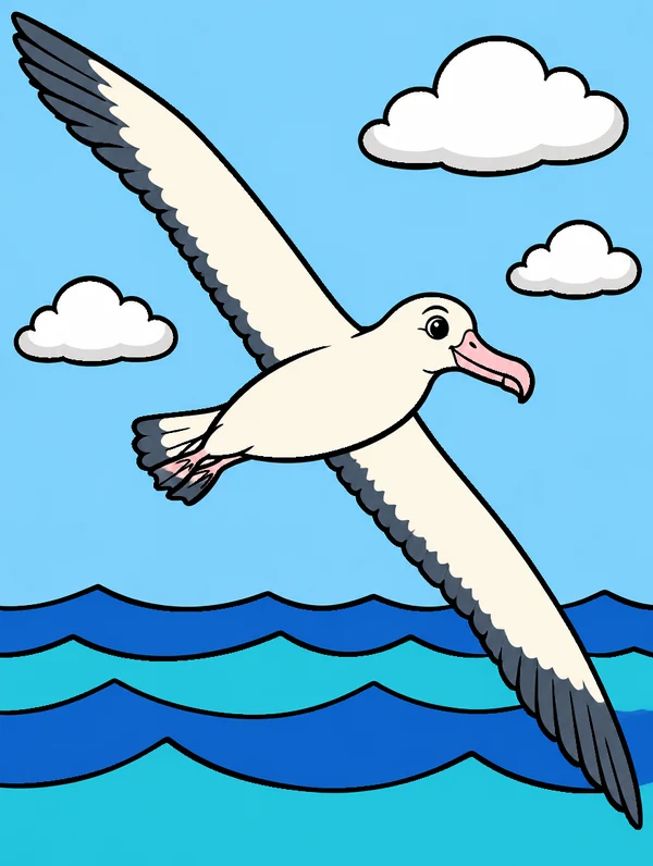 Colored drawing of a wandering albatross