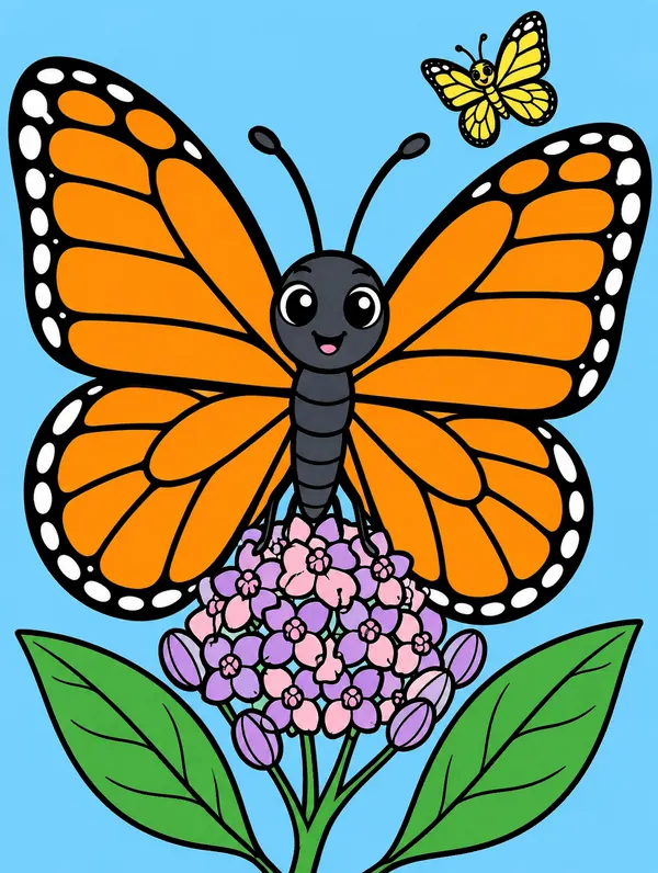 Colored drawing of a monarch butterfly