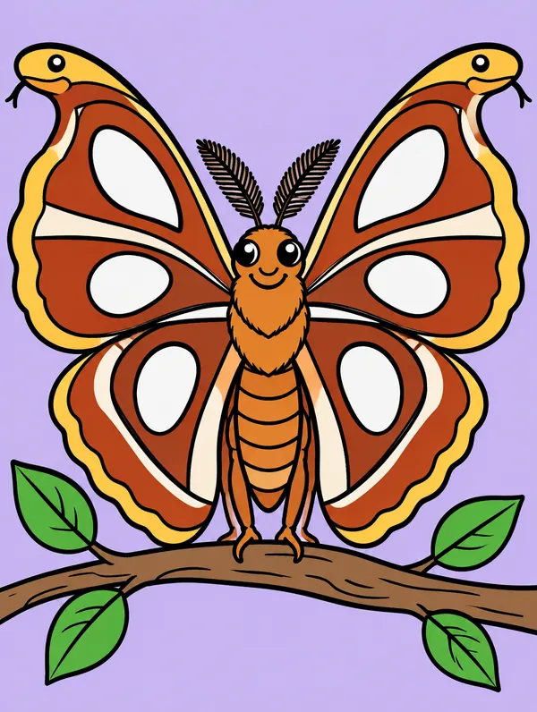 Colored drawing of an atlas moth