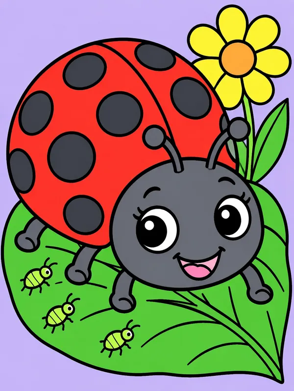 Colored drawing of a ladybug