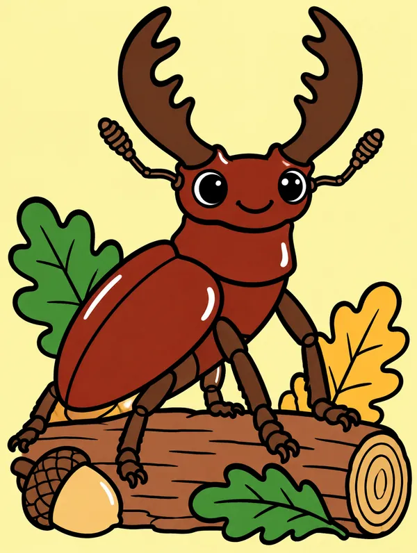 Colored drawing of a stag beetle