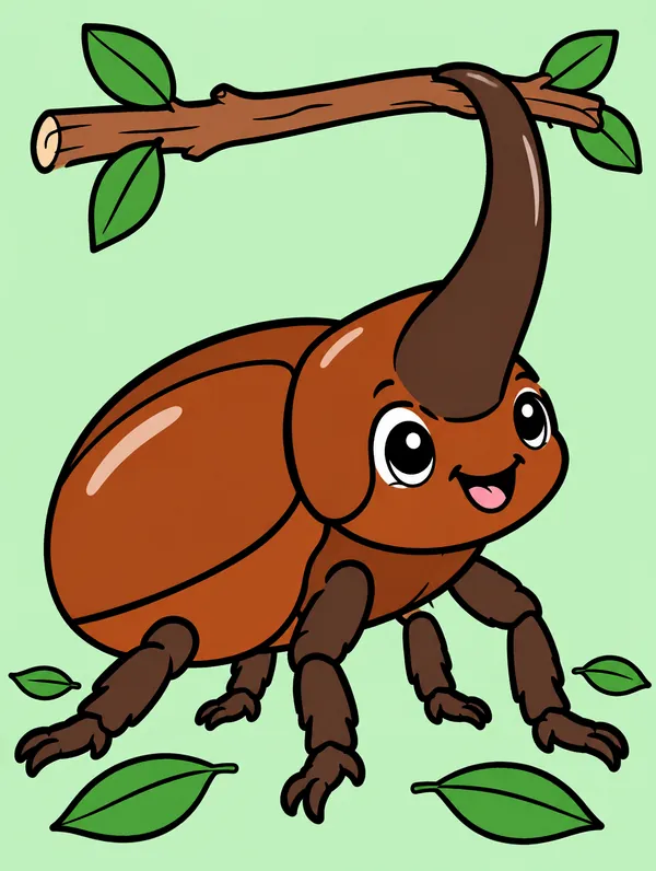 Colored drawing of a rhinoceros beetle