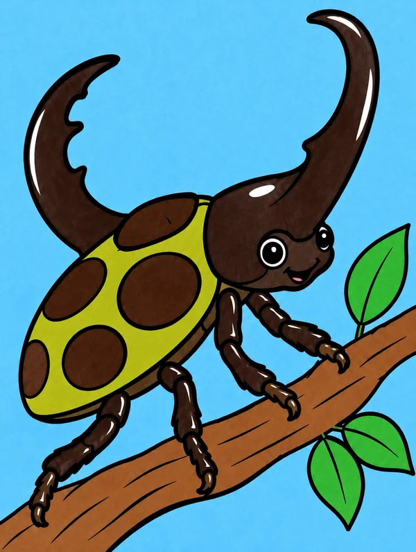 Colored drawing of a Hercules beetle