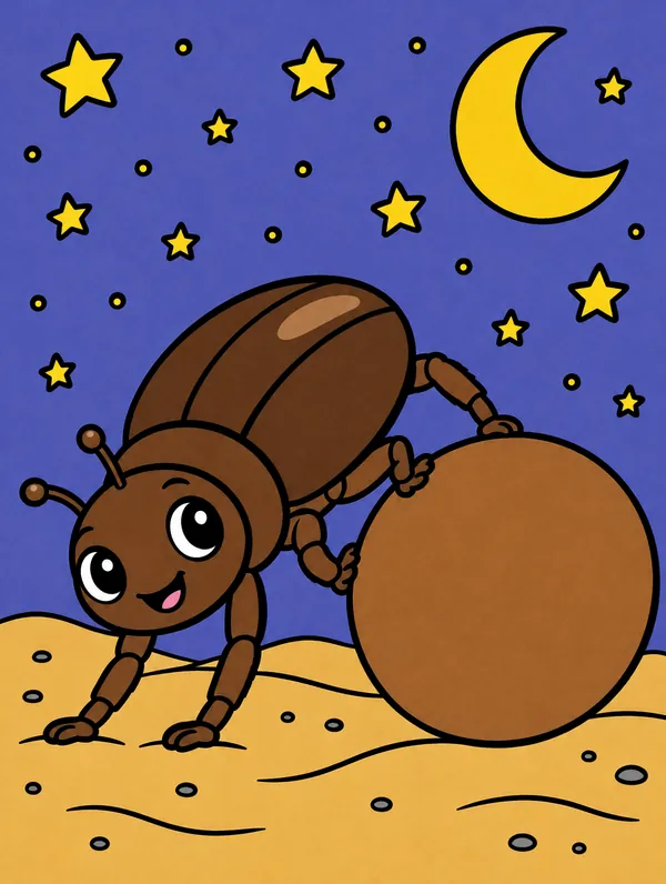 Colored drawing of a dung beetle