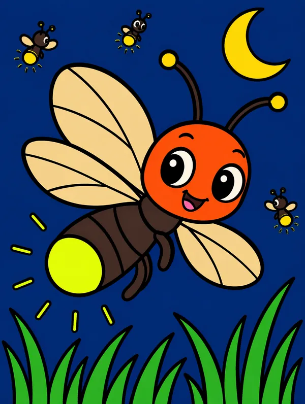 Colored drawing of a firefly