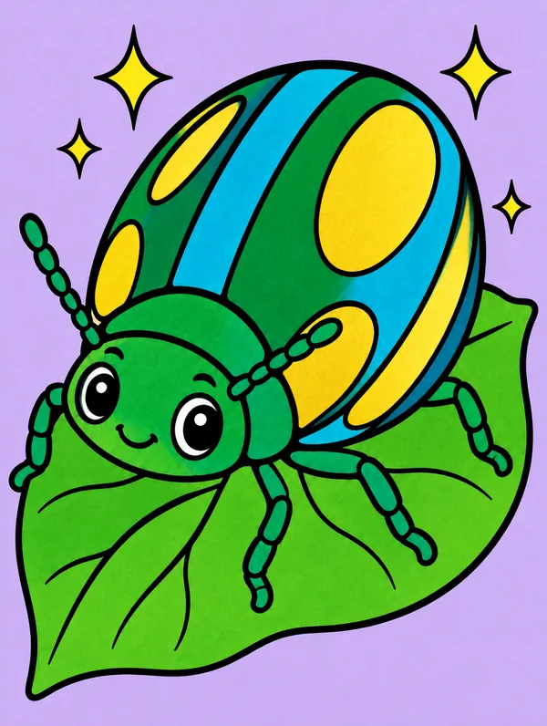Colored drawing of a jewel beetle