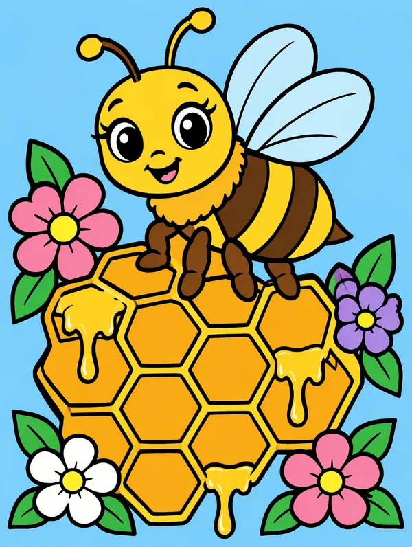 Colored drawing of a honeybee